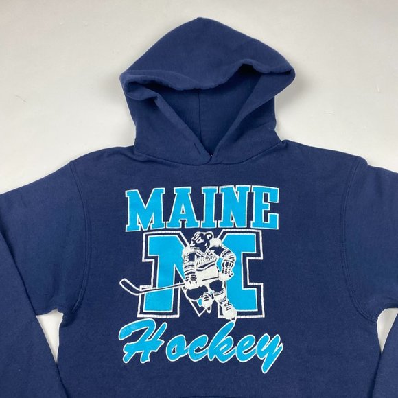 Vintage University of Main Black Bears Hockey Hoodie Sweatshirt Men's Small - Picture 2 of 9
